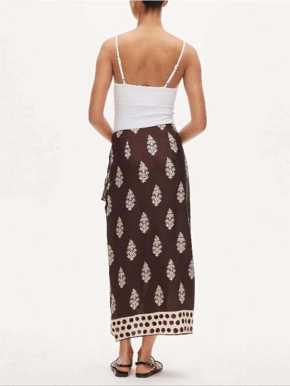 J. Crew Faux Wrap Skirt In Cocoa Block Print Size 8 Nwot